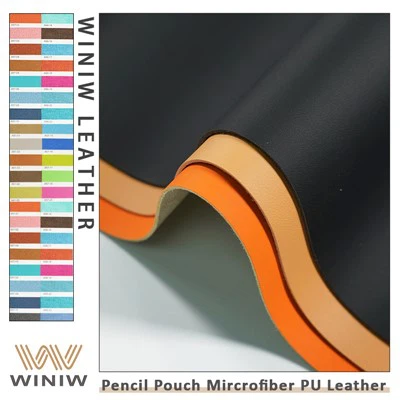 0. 6mm Stabilitas Warna Membuat alat alat tulis Microfibre PU Fabric Material