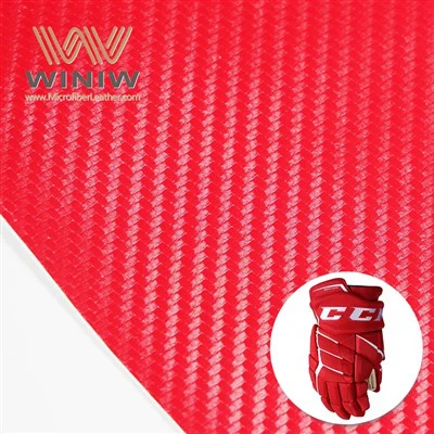 Kulit Sintetis PU Microfiber Serat Karbon Untuk Sarung Tangan Hoki Es